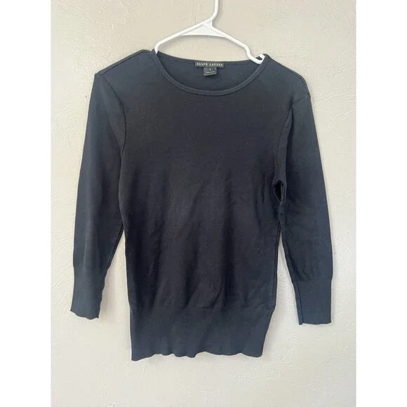 Ralph Lauren Black Label Sweater Pullover 100% Cotton Large Top Boxy Designer - Picture 2 of 5